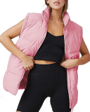 Solid Color Sleeveless Oversize Fashion Stand Collar Casual Jackets S-XL