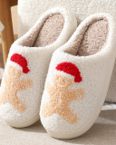Santa Claus Print Plush Slippers indoor Warm Slipper