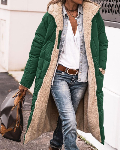 Women Elegant Long Sleeve Hoodies Fleeces Slim Winter Warm Long Coats S-2XL