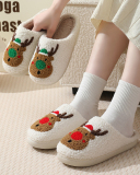 Santa Claus Print Plush Slippers indoor Warm Slipper