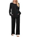 Autumn New Hot Sale Housewear Plus Size Two Piece Sets Black Red Army Green XL-5XL