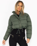 Women Popular Solid Color Long Sleeve Bread Jacket Down Cotton Jacket S-L