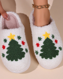 Santa Claus Print Plush Slippers indoor Warm Slipper