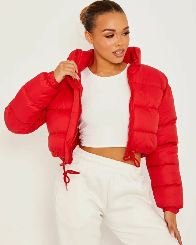 Women Popular Solid Color Long Sleeve Bread Jacket Down Cotton Jacket S-L