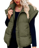 Solid Color Sleeveless Oversize Fashion Stand Collar Casual Jackets S-XL