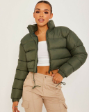 Women Popular Solid Color Long Sleeve Bread Jacket Down Cotton Jacket S-L