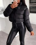 Women Popular Solid Color Long Sleeve Bread Jacket Down Cotton Jacket S-L