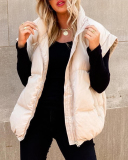Solid Color Sleeveless Oversize Fashion Stand Collar Casual Jackets S-XL
