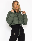 Women Popular Solid Color Long Sleeve Bread Jacket Down Cotton Jacket S-L
