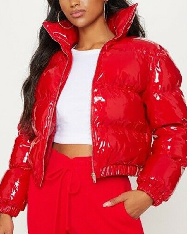 Women Long Sleeve Solid Color Bright Color Jackets S-2XL