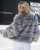 Faux Fox Fur Faux Fur Coat Women's Short Long Sleeve Fur Artificial Fur Coat S-4XL