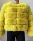 Faux Fox Fur Faux Fur Coat Women's Short Long Sleeve Fur Artificial Fur Coat S-4XL