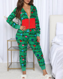 Christmas Sweater Party - Fair Isle Blue Adult Jumpsuit