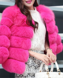 Faux Fox Fur Faux Fur Coat Women's Short Long Sleeve Fur Artificial Fur Coat S-4XL
