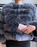 Faux Fox Fur Faux Fur Coat Women's Short Long Sleeve Fur Artificial Fur Coat S-4XL