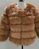 Faux Fox Fur Faux Fur Coat Women's Short Long Sleeve Fur Artificial Fur Coat S-4XL