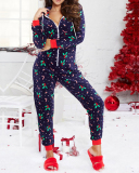 Christmas Sweater Party - Fair Isle Blue Adult Jumpsuit