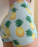 High Waist Fruit Cute Printing Sports Back Wrinkles Shorts S-L