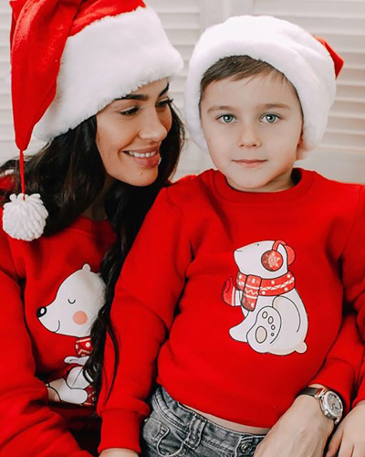 Cotton Christmas Red Family Clothing Fall and Winter Sweatshirt