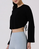 Long Sleeve Fitness Strappy Waist Sports Cover S-L