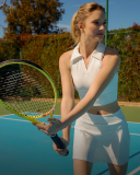 Polo Neck Tennis Vest High Waist Skirts Tennis Sets S-L