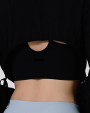 Long Sleeve Fitness Strappy Waist Sports Cover S-L