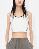 Colorblock Backless Sleeveless Pad Vest White Black S-L