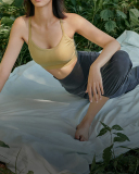 Women Corfortable Solid Color Running Yoga Sports Bra Pants S-L