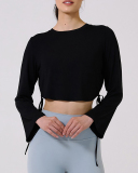 Long Sleeve Fitness Strappy Waist Sports Cover S-L