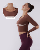 Hole Elbow Long Sleeve Fitness Yoga Top S-L