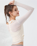 Popular Long Sleeve Mesh Cover Quick Drying Yoga Sports Bra Two Pieces Set S-2XL