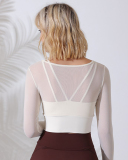 Autumn Winter Mesh Long Sleeve Fake Two Piece Slim Top S-L