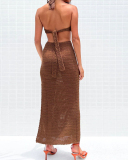 Deep V Neck Crochet Women Long Beach Dress S-XL