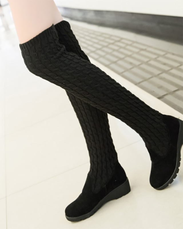Knitted Double Wear Long Women Fashion Boots