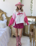 Valentine's Day Sweet Embroidery Peplum Top Long Sleeve Sweatshirt
