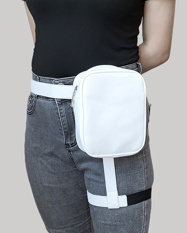 Y2K Fashionable Leg Bag Cool Fanny Pack Outdoor Hiking Motorcycle Embroidered Thread Leg Bag