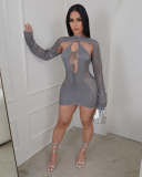 Hollow Out 2 Piece Knitted Sexy Women Dress S-XXL