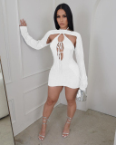 Hollow Out 2 Piece Knitted Sexy Women Dress S-XXL