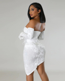 Velvet Wholesal Women Sexy Party Dress Include Gloves S-XXL