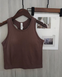 Women Sleeveless Solid Color Yoga Sports Vest With Pad S-L