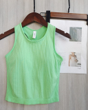 Women Sleeveless Solid Color Yoga Sports Vest With Pad S-L