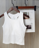 Women Sleeveless Solid Color Yoga Sports Vest With Pad S-L