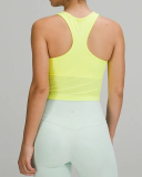 Women Sleeveless Solid Color Yoga Sports Vest With Pad S-L