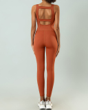 Women V Neck Slim Skinny Pilates Training Yoga with Beautiful Back Yoga Jumpsuit S-L