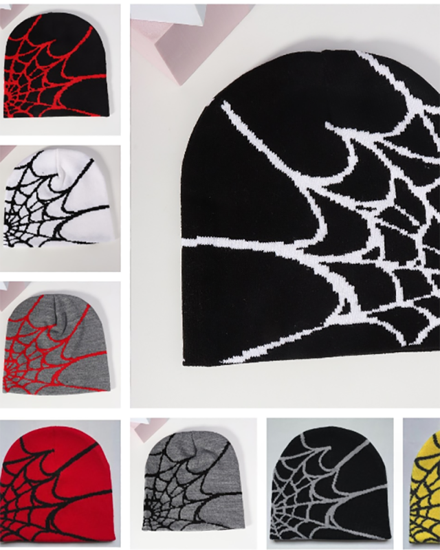 Spider Web Jacquard Knitted Hat Beanie Hat