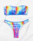 Rainbow Tube Top Backless Sexy Women Two-piece Swimsuit Bikinis S-XL