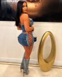 Jean Blue Women New 2 Piece Skirt Set  S-XXL