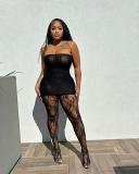 Mesh Lace Women Strapless Jumpsuit S-XL
