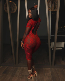 Open Back Lace See through Women Jumpsuit S-XL