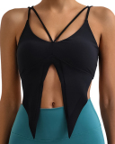 Trendy Strappy Irregular Quick Dry Sling Fitness Vest Yellow Blue Black S-L